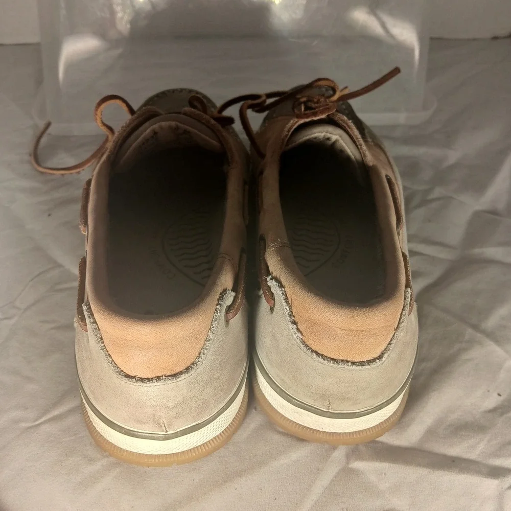G H Bass Boat Shoes Moccasins Mens 9M Leather‎ Tan Gray Slip On